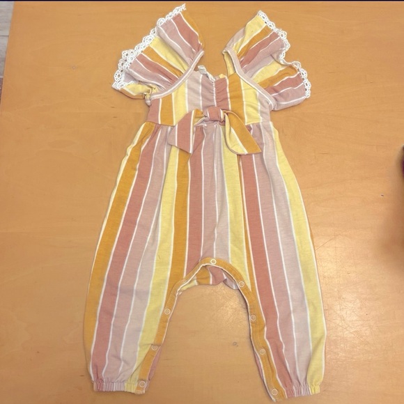 Jessica Simpson baby girl stripe and ruffles Romper size 6/9 months. So cute - Picture 2 of 4